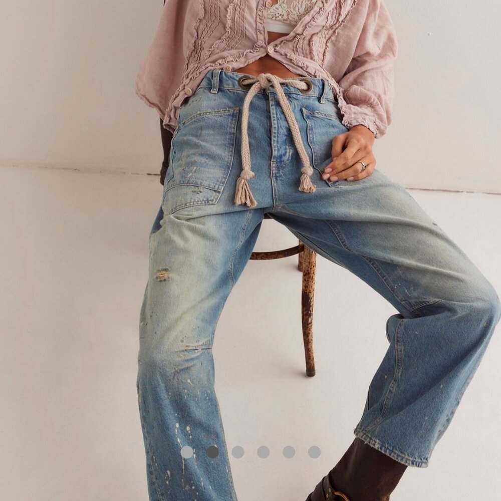 We The Free Vintage Blue Wide Leg Jeans